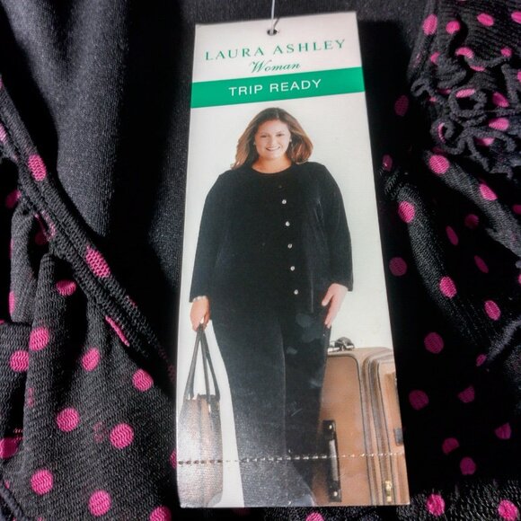 Laura Ashley Trip Ready Shirt Plus Size 1X Black Lace Pink Polka Dot Stretch New - Picture 11 of 16